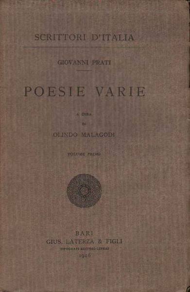 POESIE VARIE. 2 Volumi. - A cura di Olindo Malagodi.