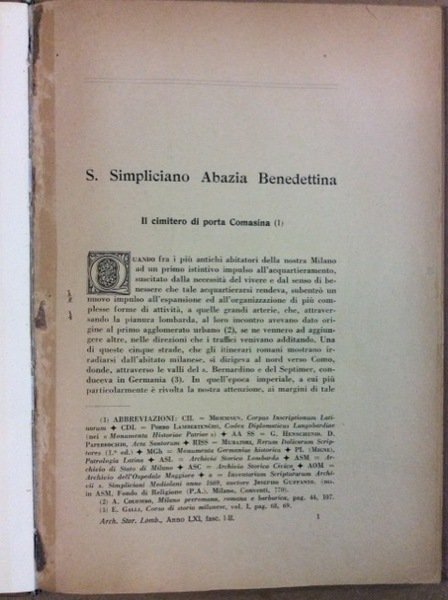 S. SIMPLICIANO ABAZIA BENEDETTINA. | Immagine principale
