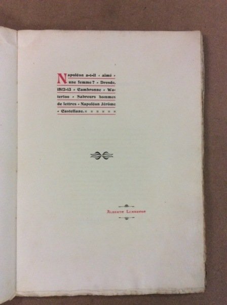 NAPOLEON A-T-IL AIME' UNE FEMME? - Dresde, 1812-13 - Cambronne …