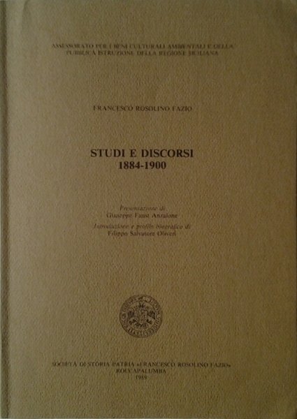 STUDI E DISCORSI. 1884 - 1900.