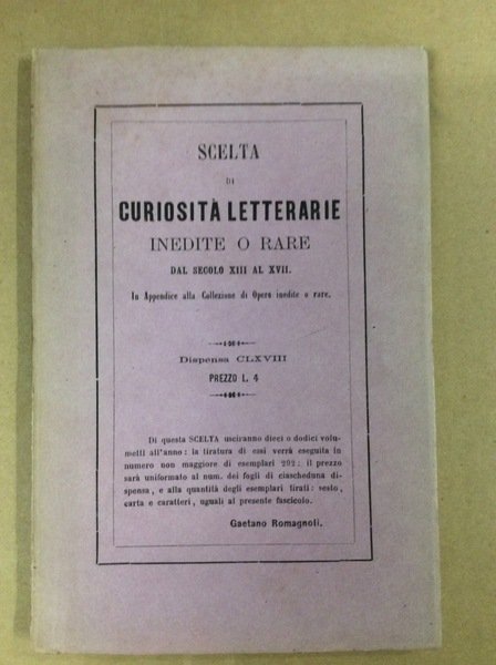 ALCUNE POESIE INEDITE DEL SAVIOZZO E DI ALTRI AUTORI. - …