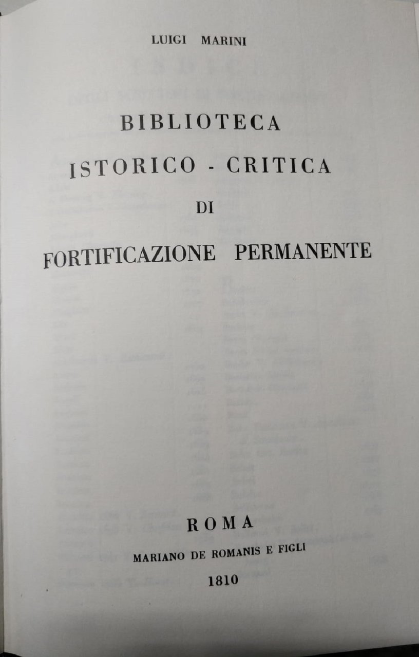BIBLIOTECA ISTORICO-CRITICA DI FORTIFICAZIONE PERMANENTE.