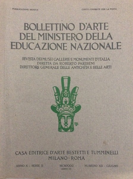 BOLLETTINO D'ARTE DEL MINISTERO DELLA EDUCAZIONE NAZIONALE. ANNATA 1930 - …
