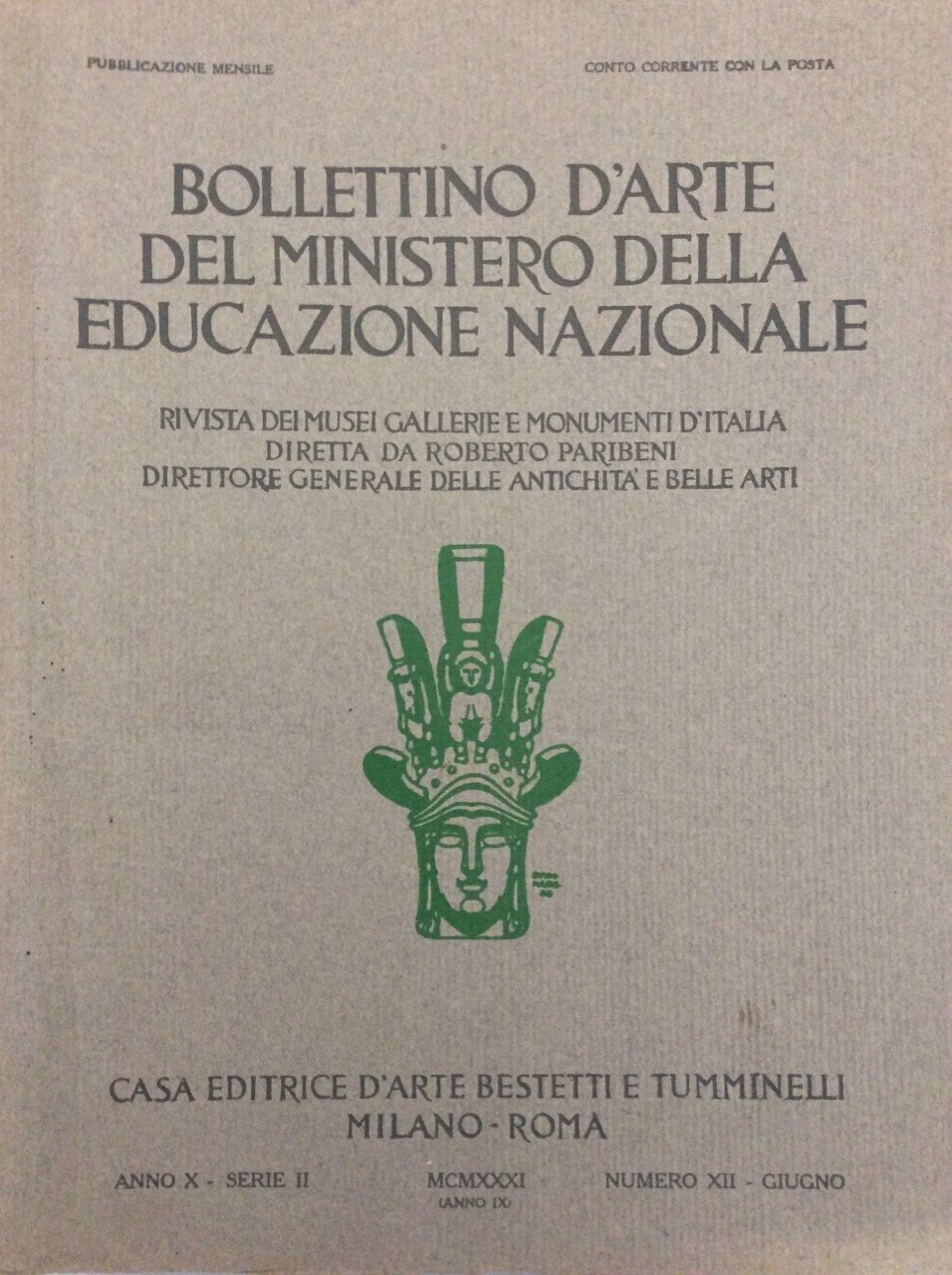 BOLLETTINO D'ARTE DEL MINISTERO DELLA EDUCAZIONE NAZIONALE. ANNATA 1930 - … | Immagine principale