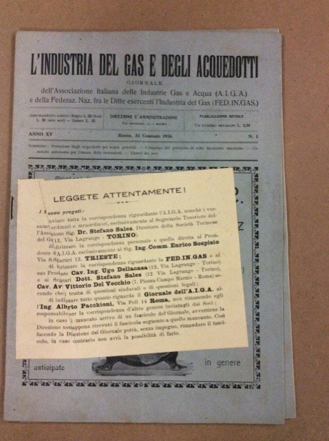 BOLLETTINO DELLA ASSOCIAZIONE ITALIANA DELLE INDUSTRIE GAS E ACQUA. - … | Immagine principale