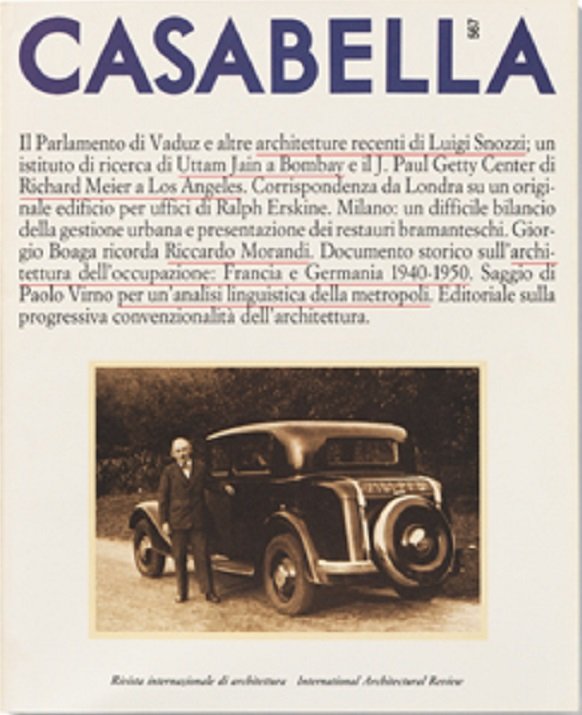 CASABELLA. Rivista internazionale di Architettura. N. 567. Aprile 1990. | Immagine principale