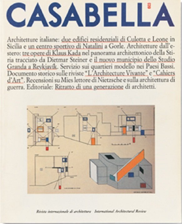 CASABELLA. Rivista internazionale di Architettura. N. 603. Luglio-Agosto 1993. | Immagine principale