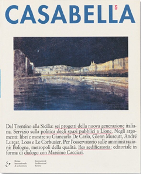 CASABELLA. Rivista internazionale di Architettura. N. 629. Dicembre 1995. | Immagine principale