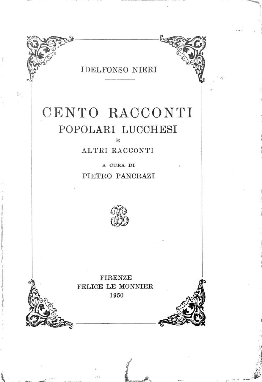 CENTO RACCONTI POPOLARI LUCCHESI E ALTRI RACCONTI. - A cura … | Immagine principale
