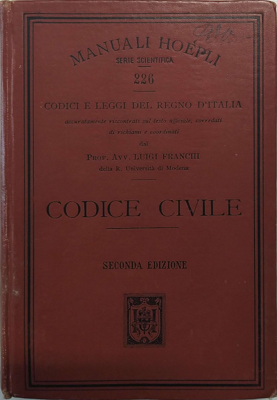 CODICE CIVILE. Seconda edizione. | Immagine principale