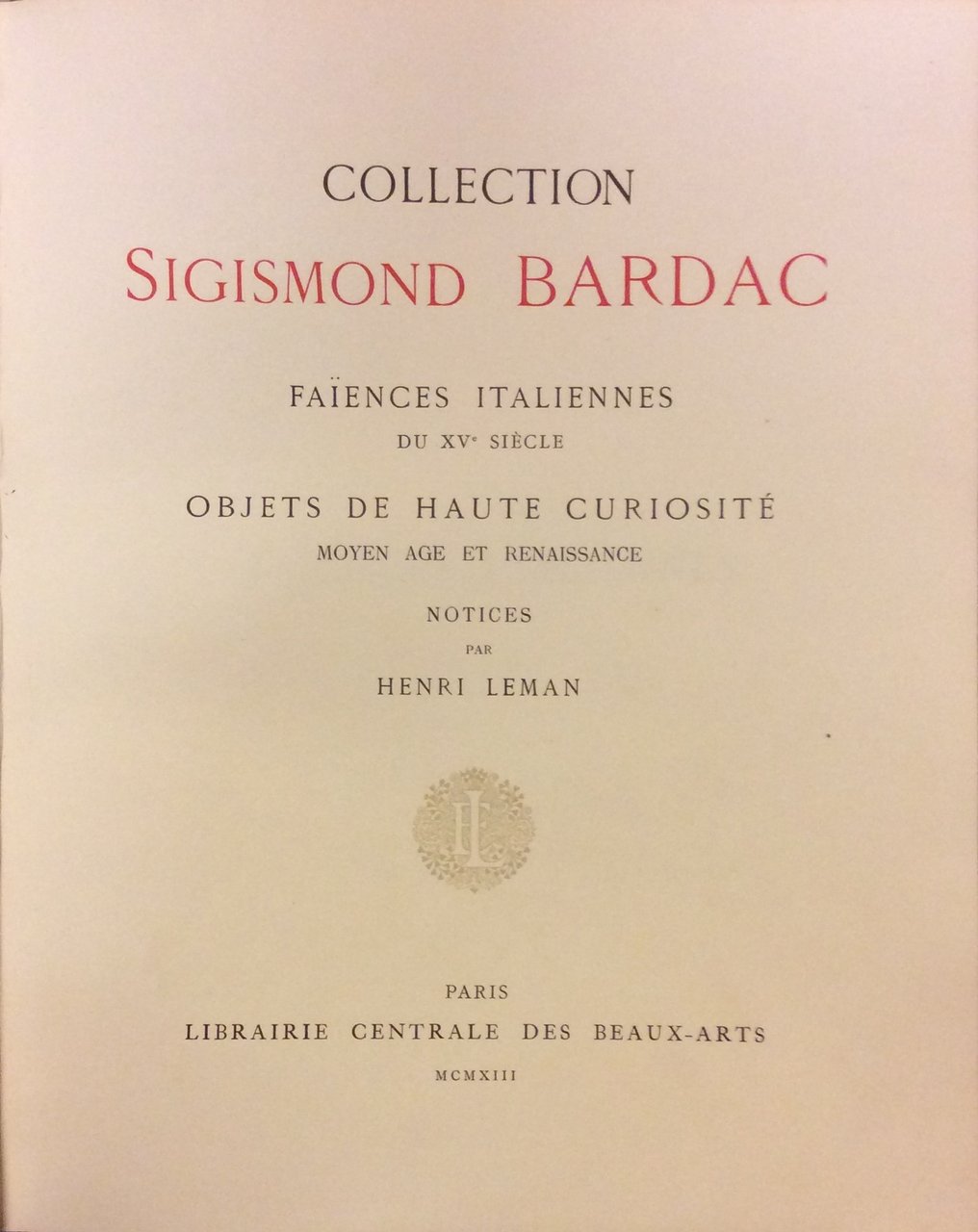 COLLECTION SIGISMOND BARDAC. - Faiences italiennes du XV siècle. Objets … | Immagine principale