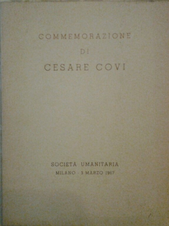 COMMEMORAZIONE DI CESARE COVI.