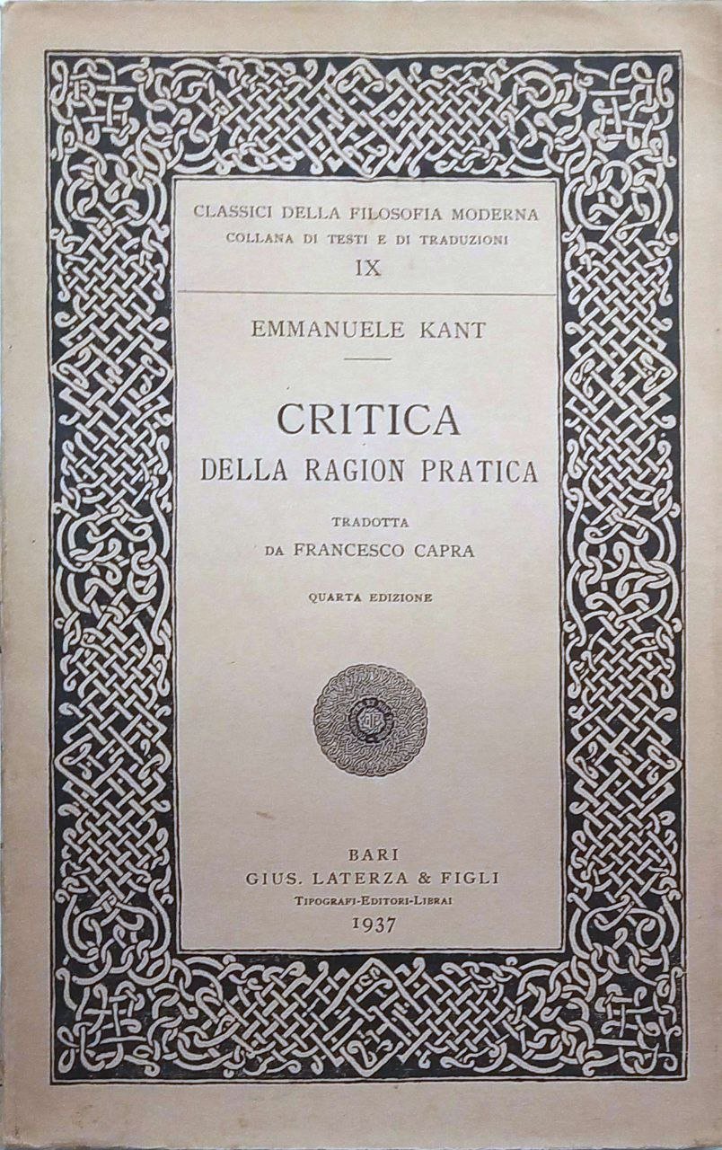 CRITICA DELLA RAGION PRATICA.