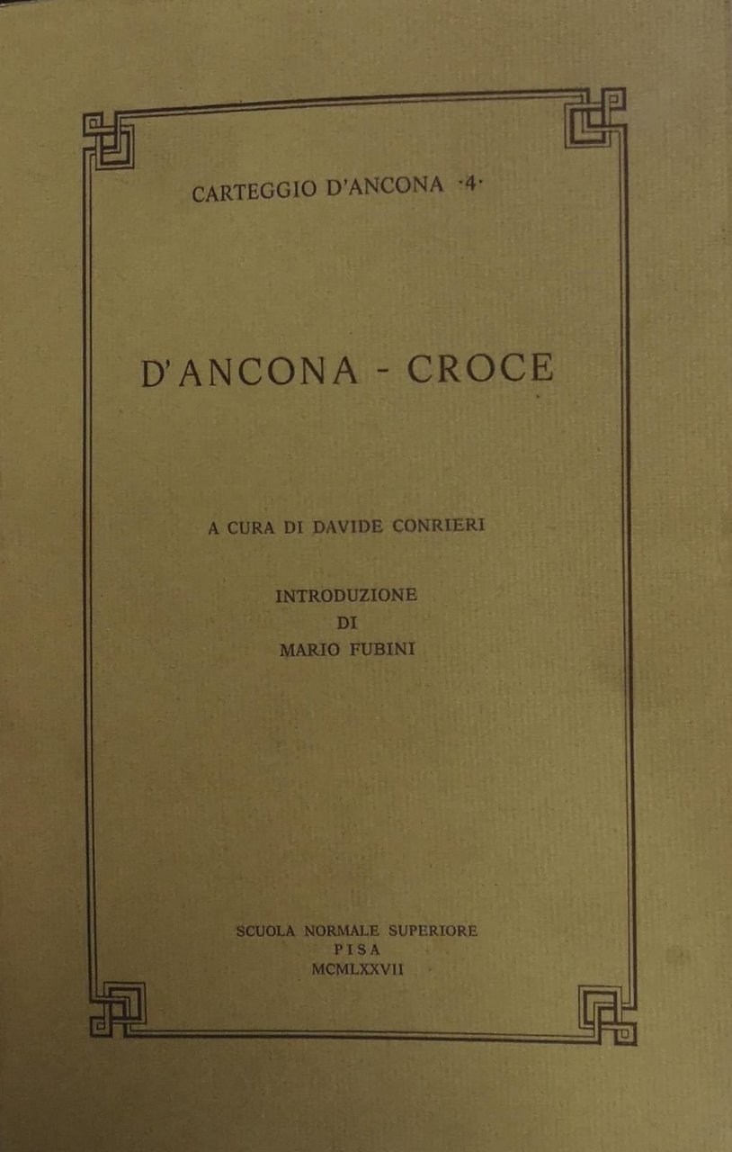 D'ANCONA CROCE. - Introduzione di Mario Fubini. | Immagine principale