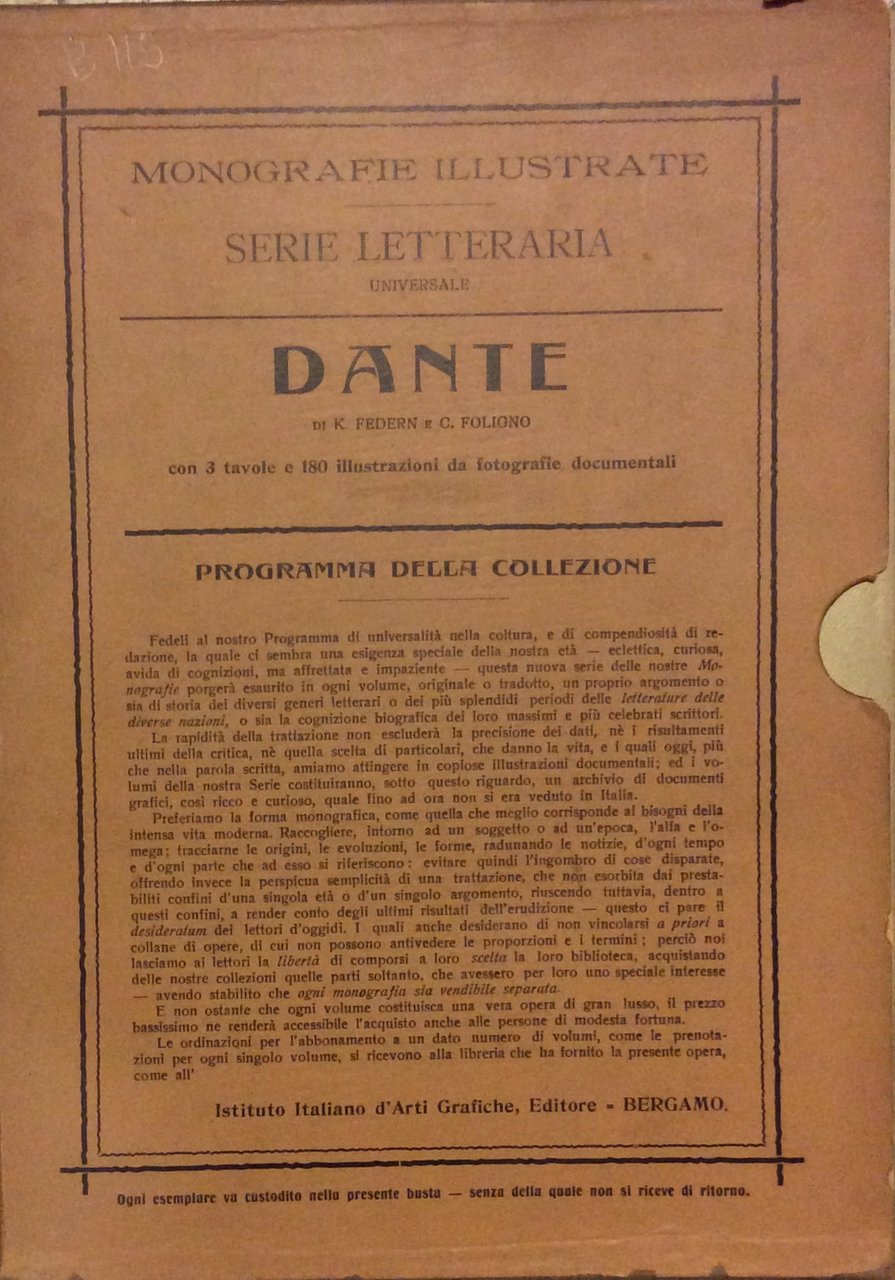 DANTE. - Tradotto e rifuso dal Dott. Cesare Foligno. Collezione … | Immagine principale