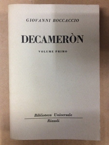 DECAMERON. VOLUME PRIMO.
