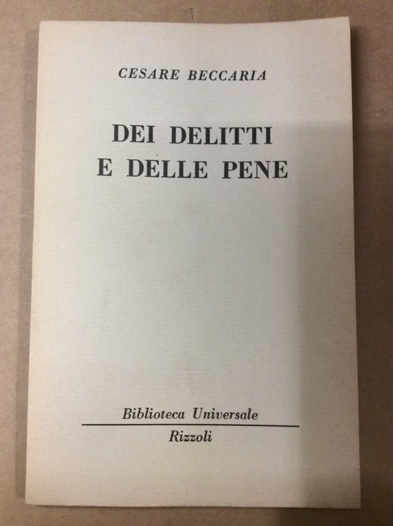 DEI DELITTI E DELLE PENE.