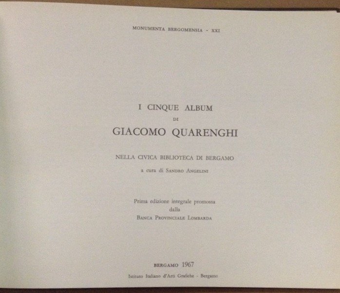 I CINQUE ALBUM DI GIACOMO QUARENGHI. - Nella Civica Biblioteca …