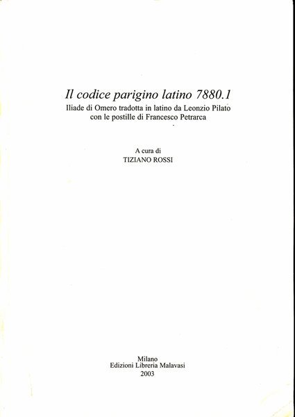 IL CODICE PARIGINO LATINO 78801. ILIADE DI OMERO TRADOTTA IN …