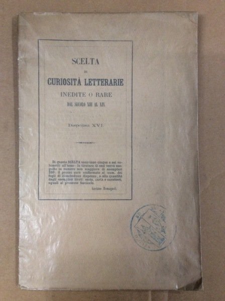 IL LIBRO DELLA VITA CONTEMPLATIVA. - Scelta di curiosita' letterarie …