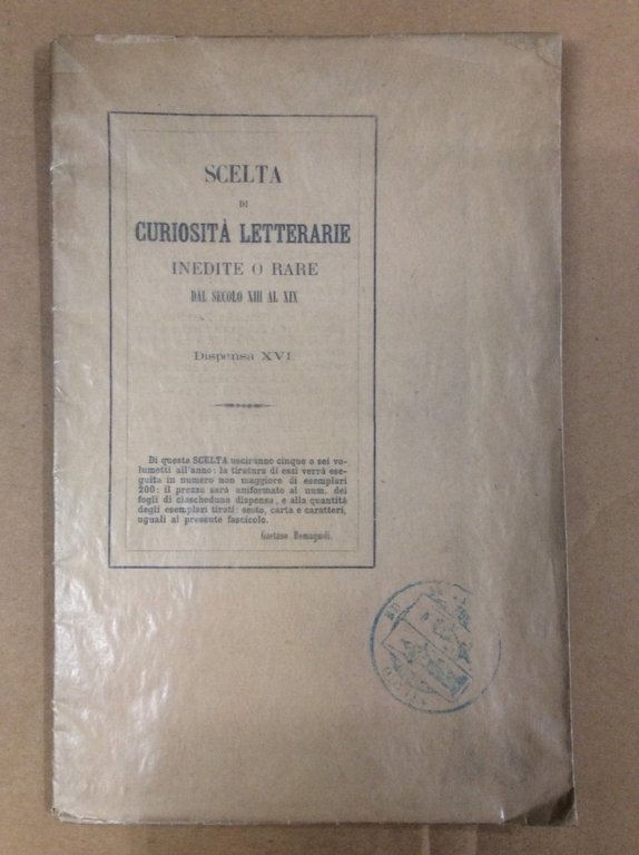 IL LIBRO DELLA VITA CONTEMPLATIVA. - Scelta di curiosita' letterarie …