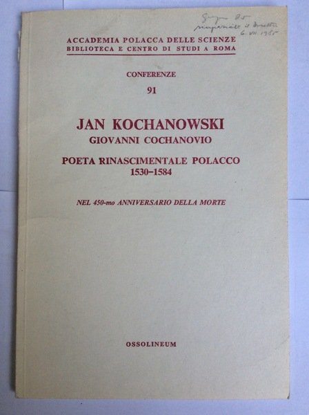 JAN KOCHANOWSKI GIOVANNI COCHANOVIO.