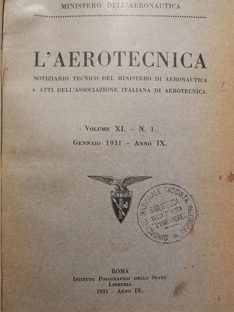 L'AEROTECNICA. - Notiziario tecnico del Ministero di Aeronautica e atti … | Immagine principale