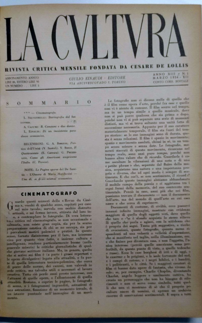 LA CULTURA. - Rivista critica mensile fondata da Cesare De … | Immagine principale