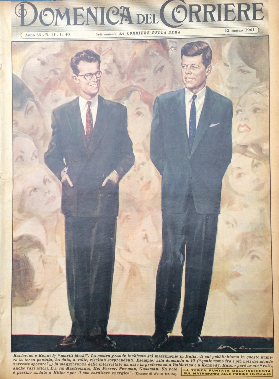 LA DOMENICA DEL CORRIERE. 12 Marzo 1961. Anno 63 - …
