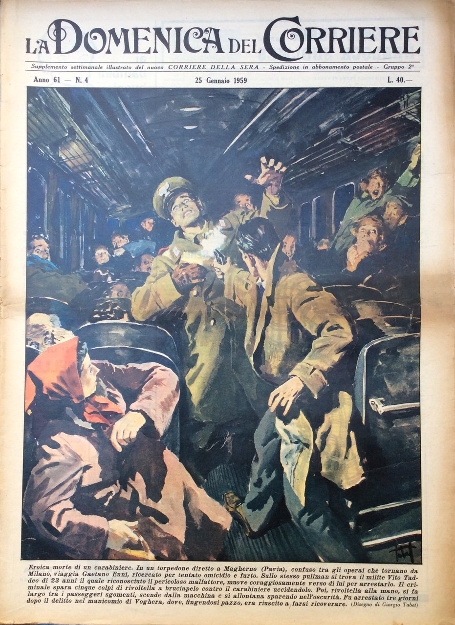 LA DOMENICA DEL CORRIERE. 25 Gennaio 1959. Anno 61 - …