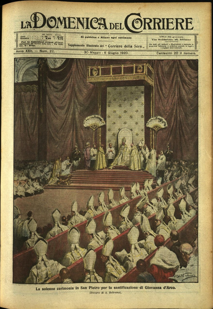LA DOMENICA DEL CORRIERE. 30 maggio - 6 giugno 1920. …