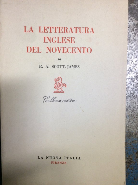 LA LETTERATURA INGLESE DEL NOVECENTO.