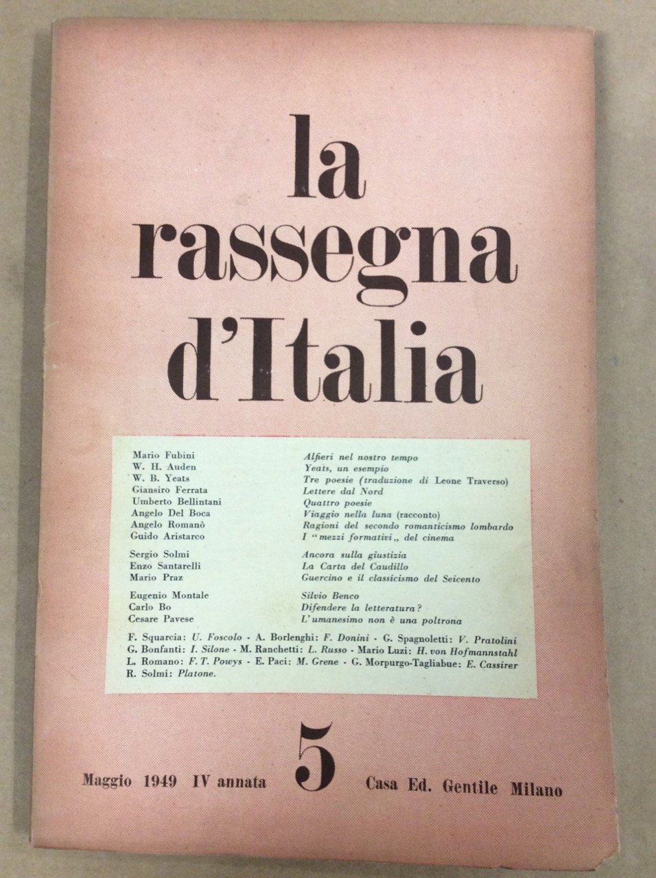 LA RASSEGNA D'ITALIA. NUMERO 5 MAGGIO 1949. - Diretta da … | Immagine principale