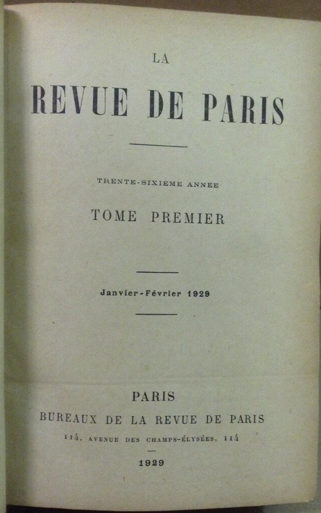 LA REVUE DE PARIS. | Immagine principale
