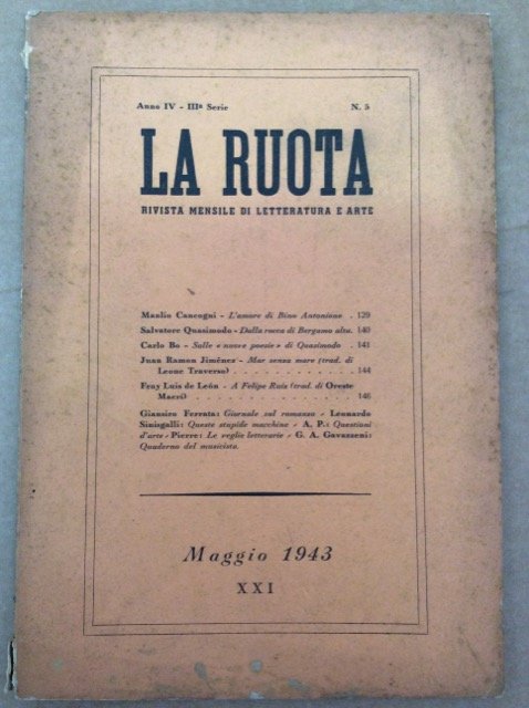 LA RUOTA. ANNO IV. MAGGIO 1943. - Rivista mensile di … | Immagine principale