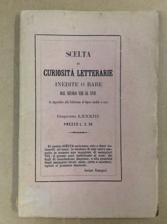 LA STORIA DI OTTINELLO E GIULIA. - Poemetto popolare. Scelta …