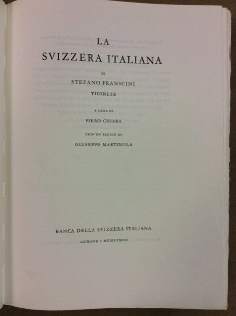 LA SVIZZERA ITALIANA.
