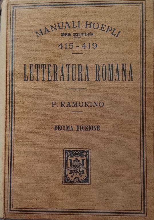 LETTERATURA ROMANA. - Decima edizione. | Immagine Gallery 2