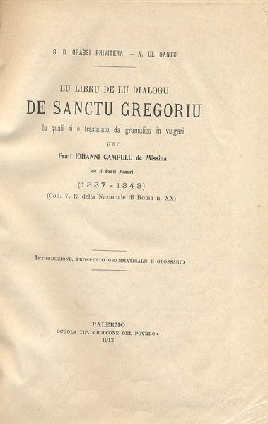 LU LIBRU DE LU DIALOGU DE SANCTU GREGORIU.