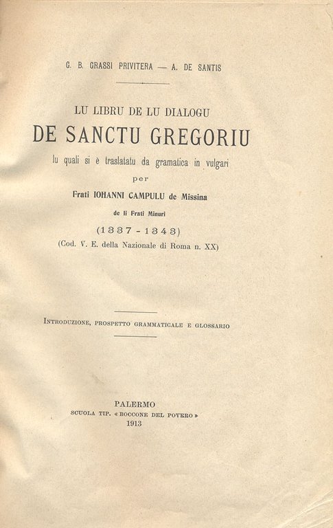 LU LIBRU DE LU DIALOGU DE SANCTU GREGORIU.