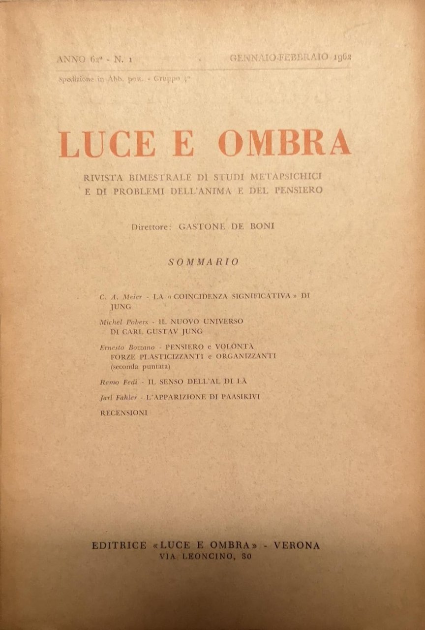 LUCE E OMBRA. - Rivista bimestrale di studi metapsichici e … | Immagine principale
