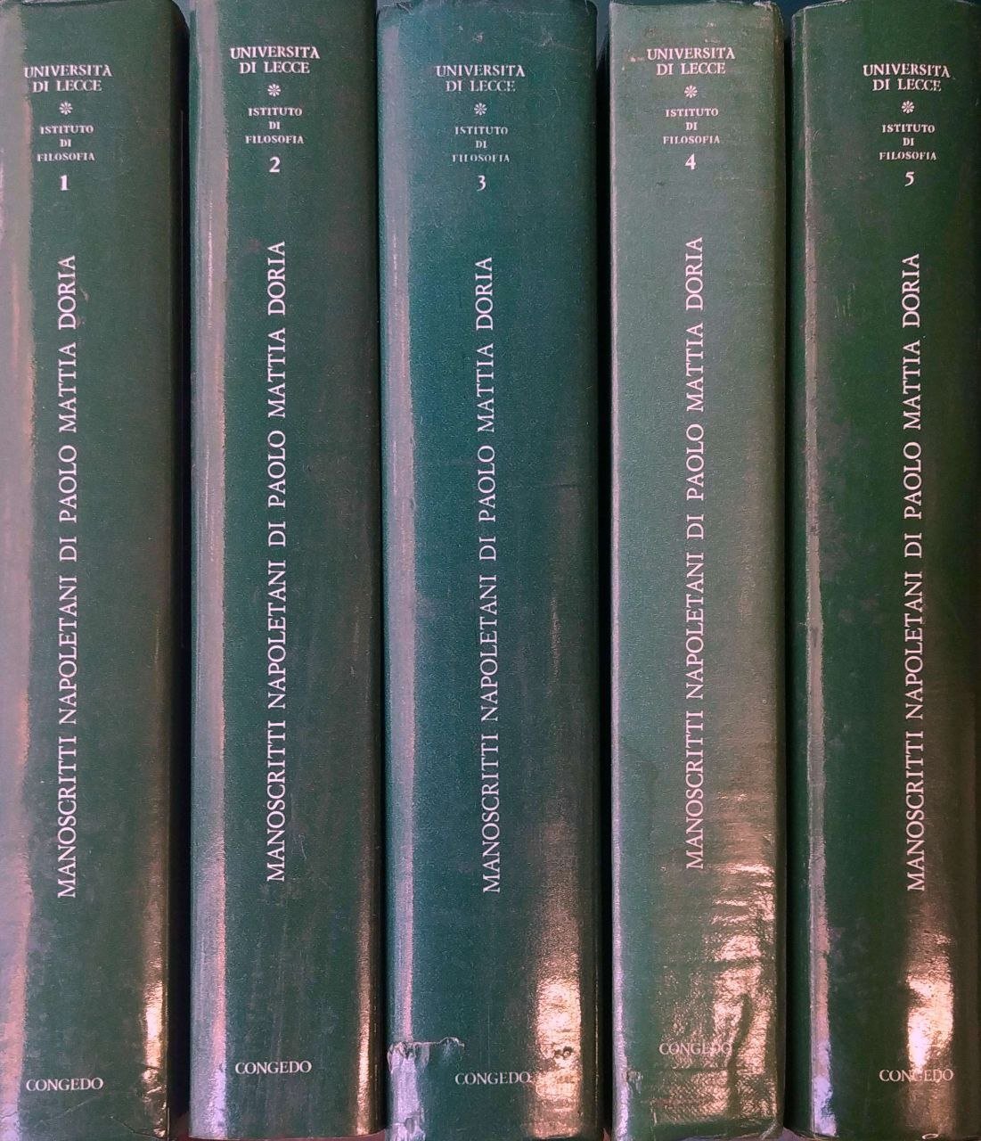 MANOSCRITTI NAPOLETANI DI PAOLO MATTIA DORIA. 5 Volumi.