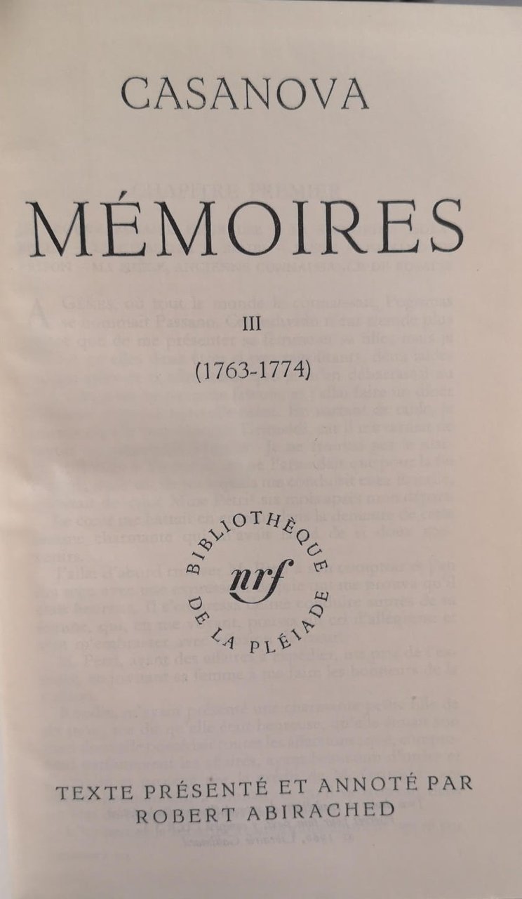 MEMOIRES. Tome III (1763-1774). - Texte présenté et annoté par …