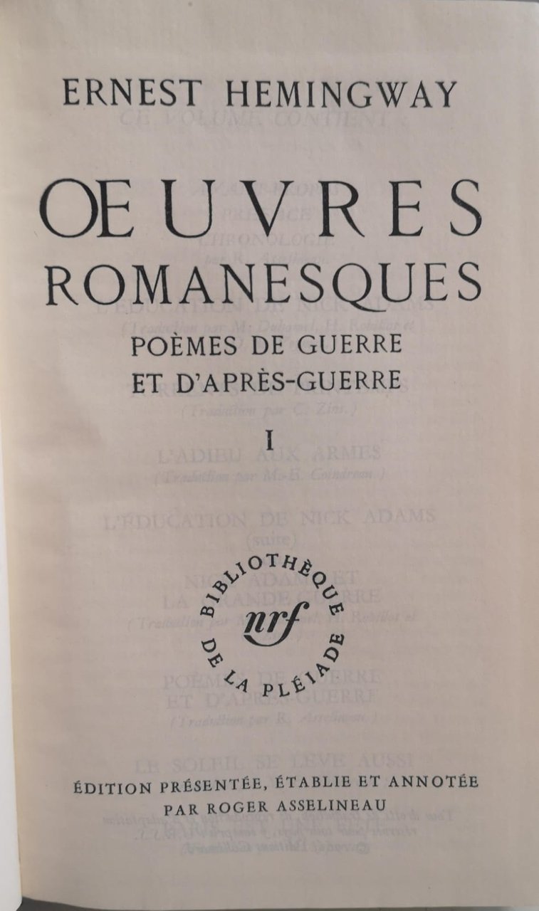 OEUVRES ROMANESQUES. Tome 1. Poemès de Guerre et daprès Guerre.