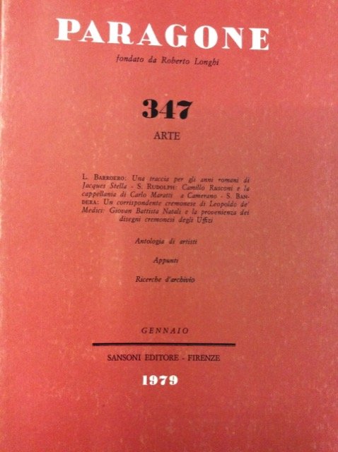 PARAGONE ARTE. GENNAIO 1979. N. 347. - Mensile di arte … | Immagine principale