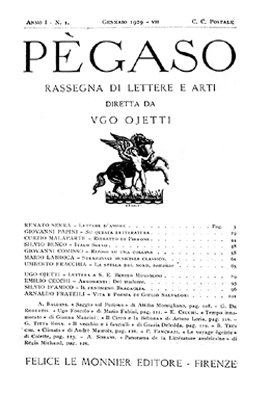 PEGASO. - Rassegna di lettere e arti. Diretta da Ugo …