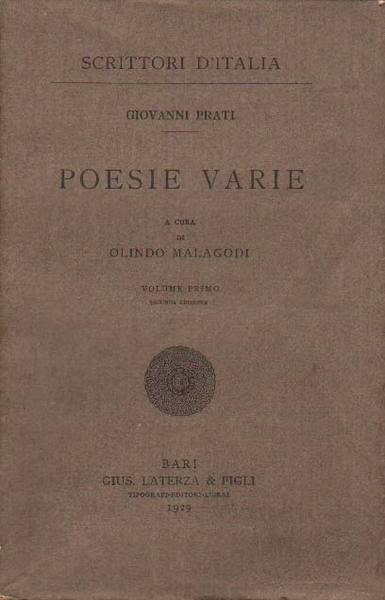 POESIE VARIE. 2 Volumi. - A cura di Olindo Malagodi.