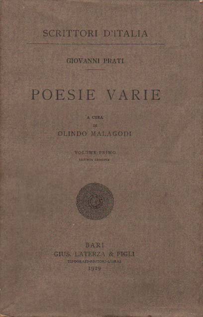 POESIE VARIE. 2 Volumi. - A cura di Olindo Malagodi.