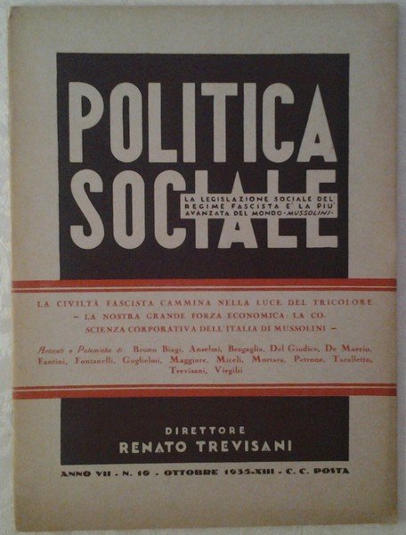 POLITICA SOCIALE. ANNO VII - N. 10 OTTOBRE 1935.