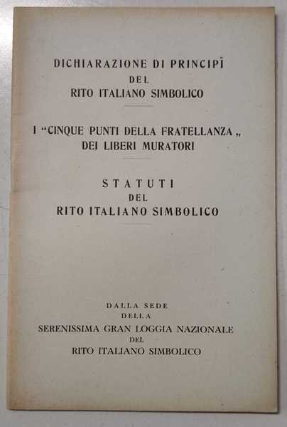 RITUALE PEL PRIMO GRADO SIMBOLICO DI APPRENDISTA LIBERO MURATORE. - …